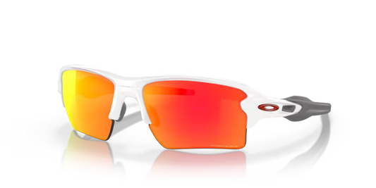 Flak 2.0 XL Polished White Frame, Prizm Ruby Lenses