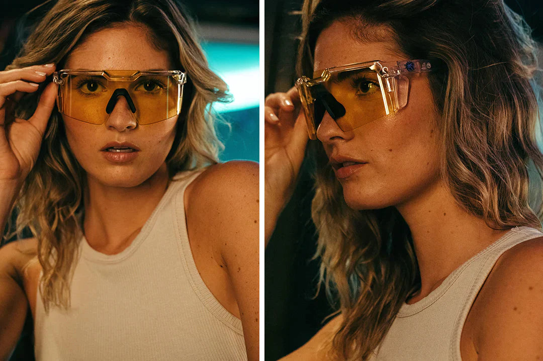 Future Tech Sunglasses: Vapor Clear Frame Hi-Vis Yellow Lens Z87+