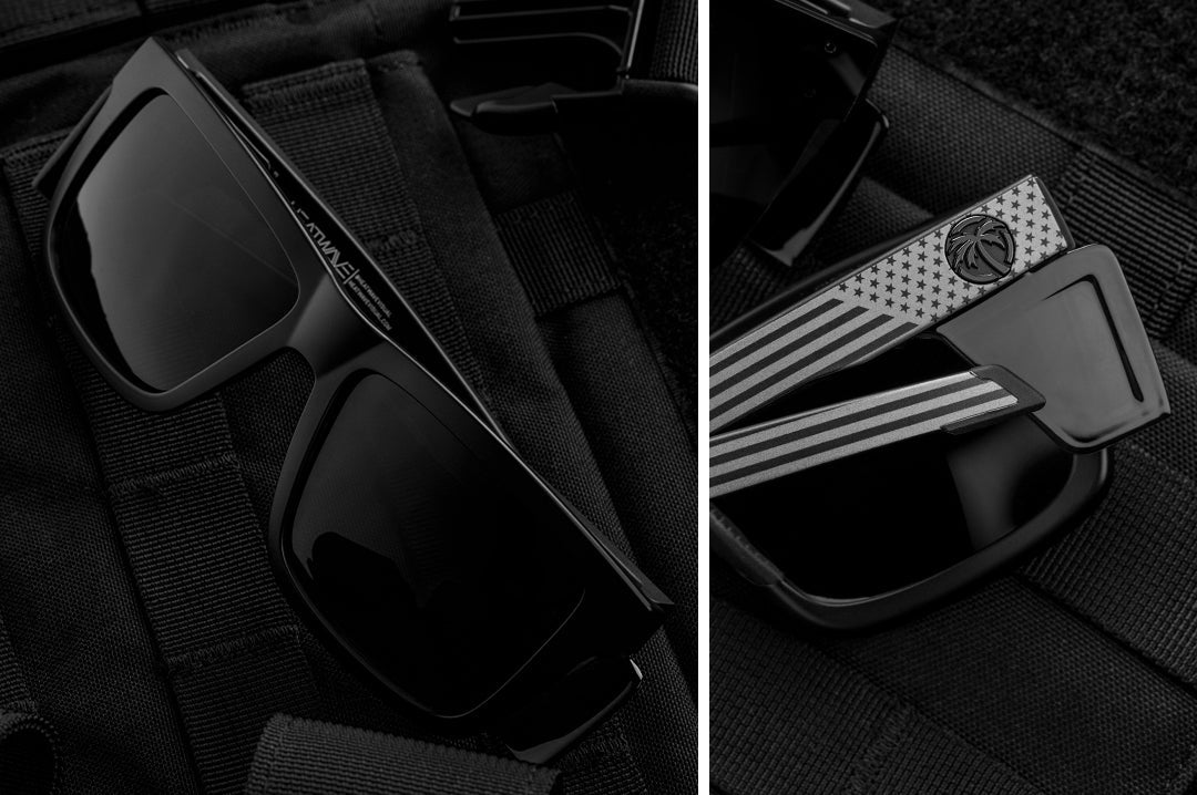 Close-up of a person wearing Heat Wave Performance Vise safety glasses