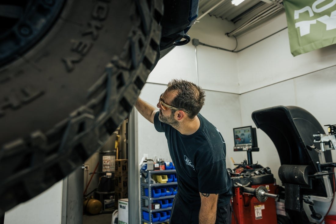 Technician wearing safety eyewear on the job