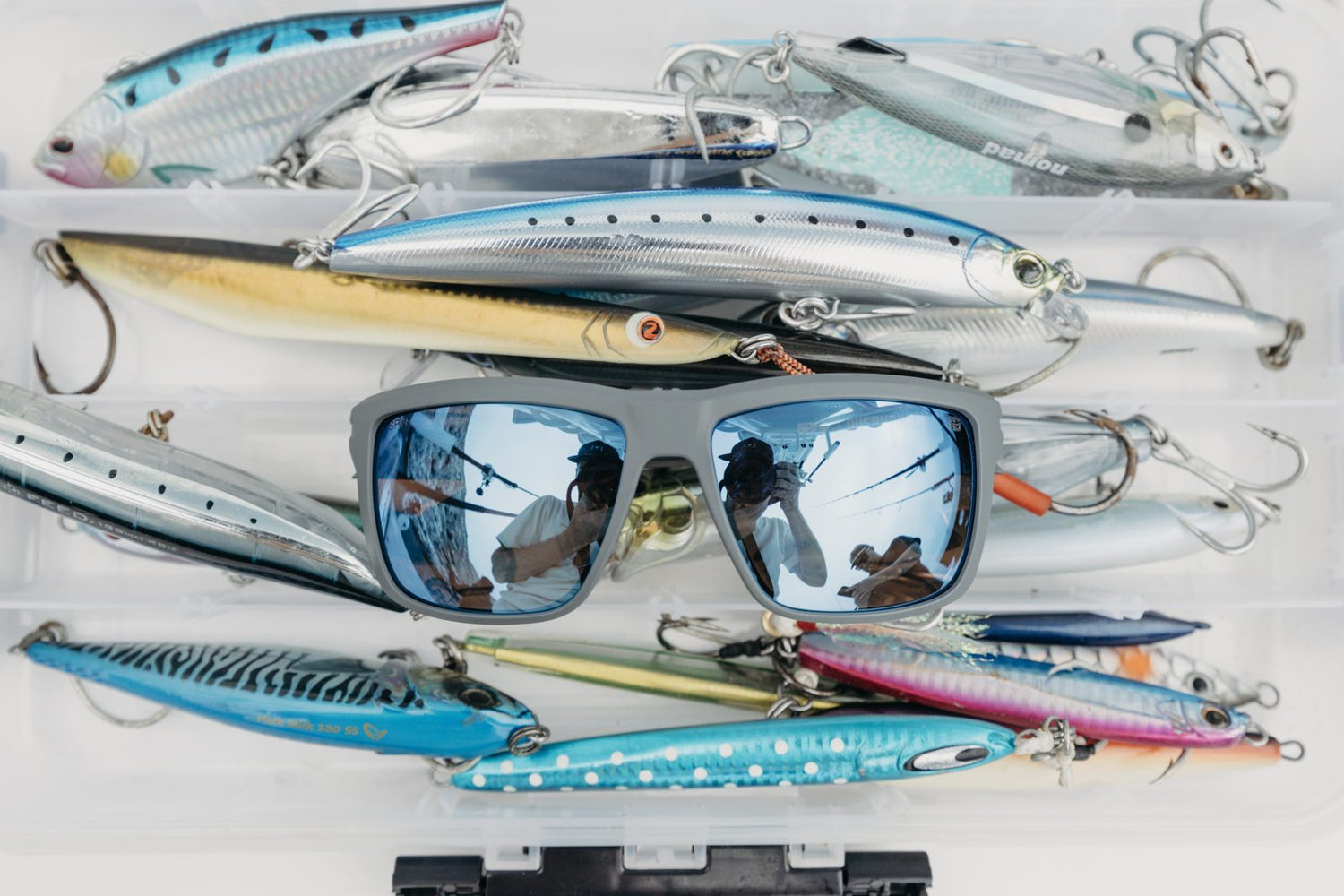 Polarized safety sunglasses in a tackle box