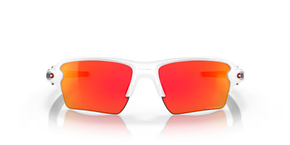 Flak 2.0 XL Polished White Frame, Prizm Ruby Lenses