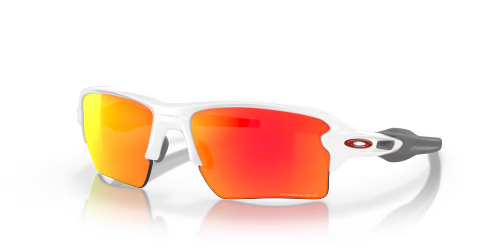 Flak 2.0 XL Polished White Frame, Prizm Ruby Lenses