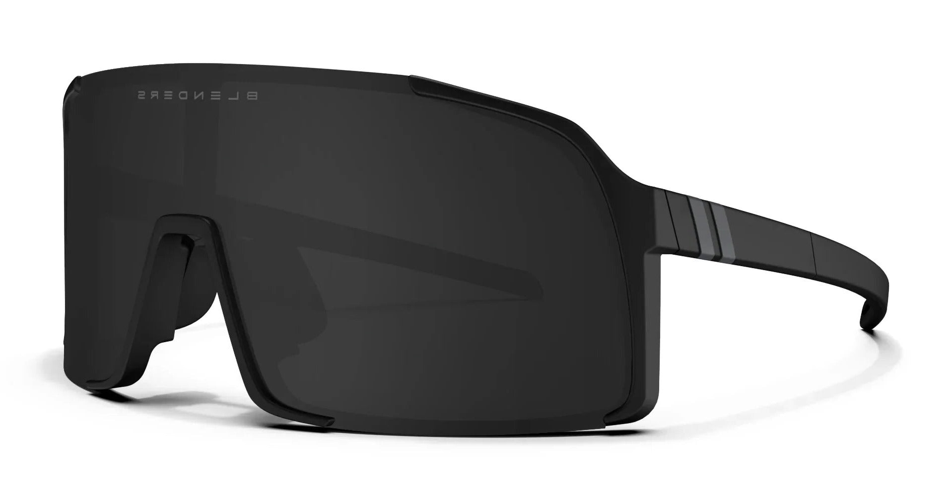 Blenders Expose sunglasses, matte black shield with smoke lens