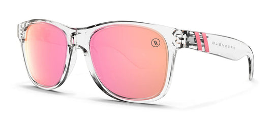 Blenders M Class X2 sunglasses, crystal clear frame with rose mirror lens
