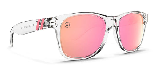 Blenders M Class X2 sunglasses, crystal clear frame with rose mirror lens
