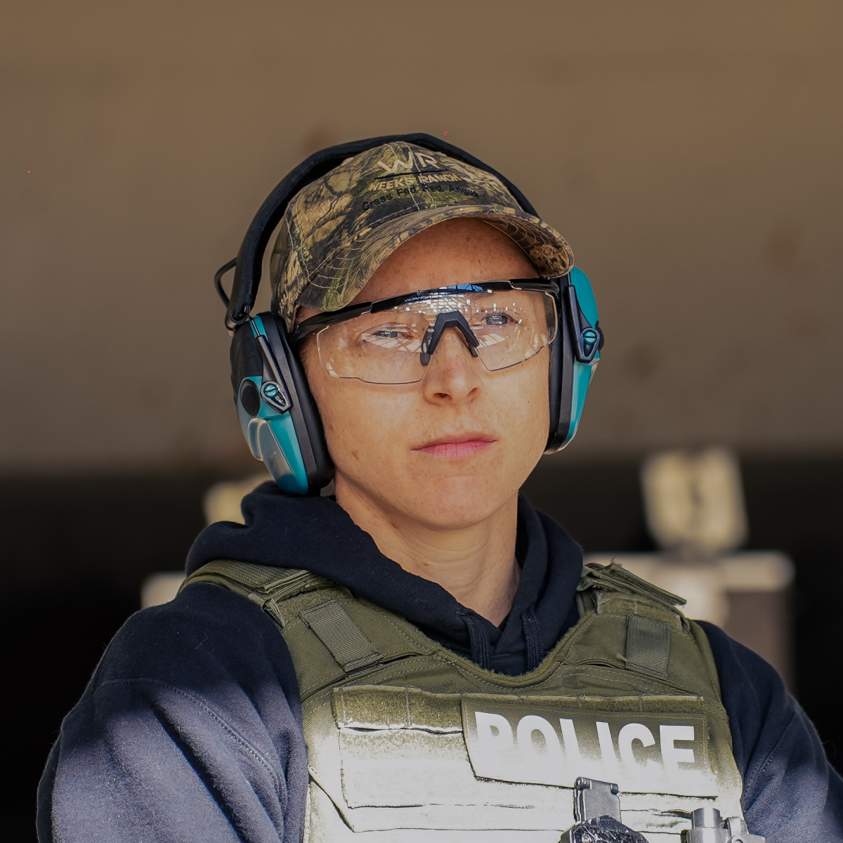 Officer wearing the Wiley X Saber Advanced, clear lens