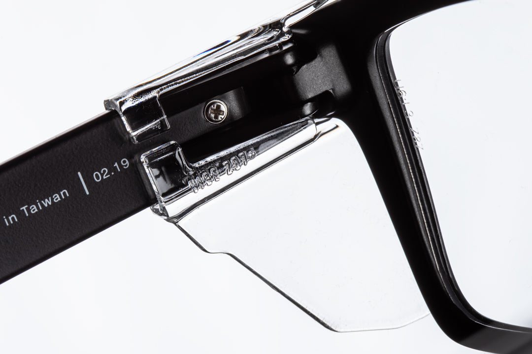 Z87+ clear side shields installed on a Heat Wave Vise frame