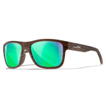 Matte Woodgrain Frame / Green Polarized Mirror Lens