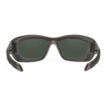 Wiley X Gravity Black Crystal frame with Captivate polarized blue mirror lens back
