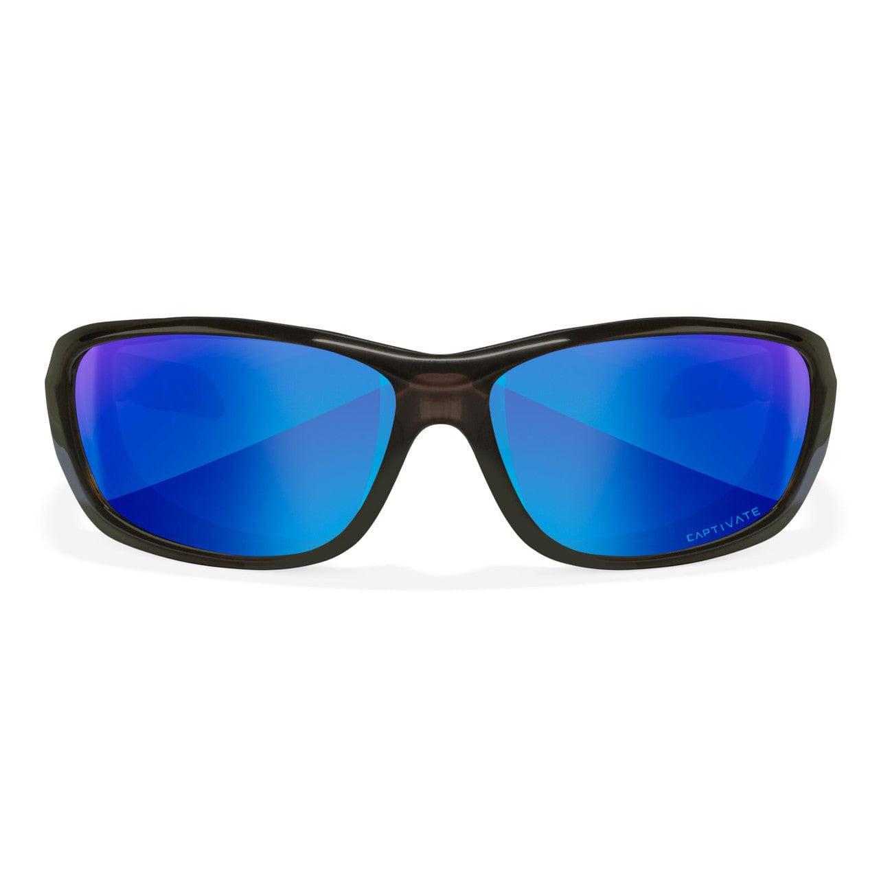Wiley X Gravity Black Crystal frame with Captivate polarized blue mirror lens