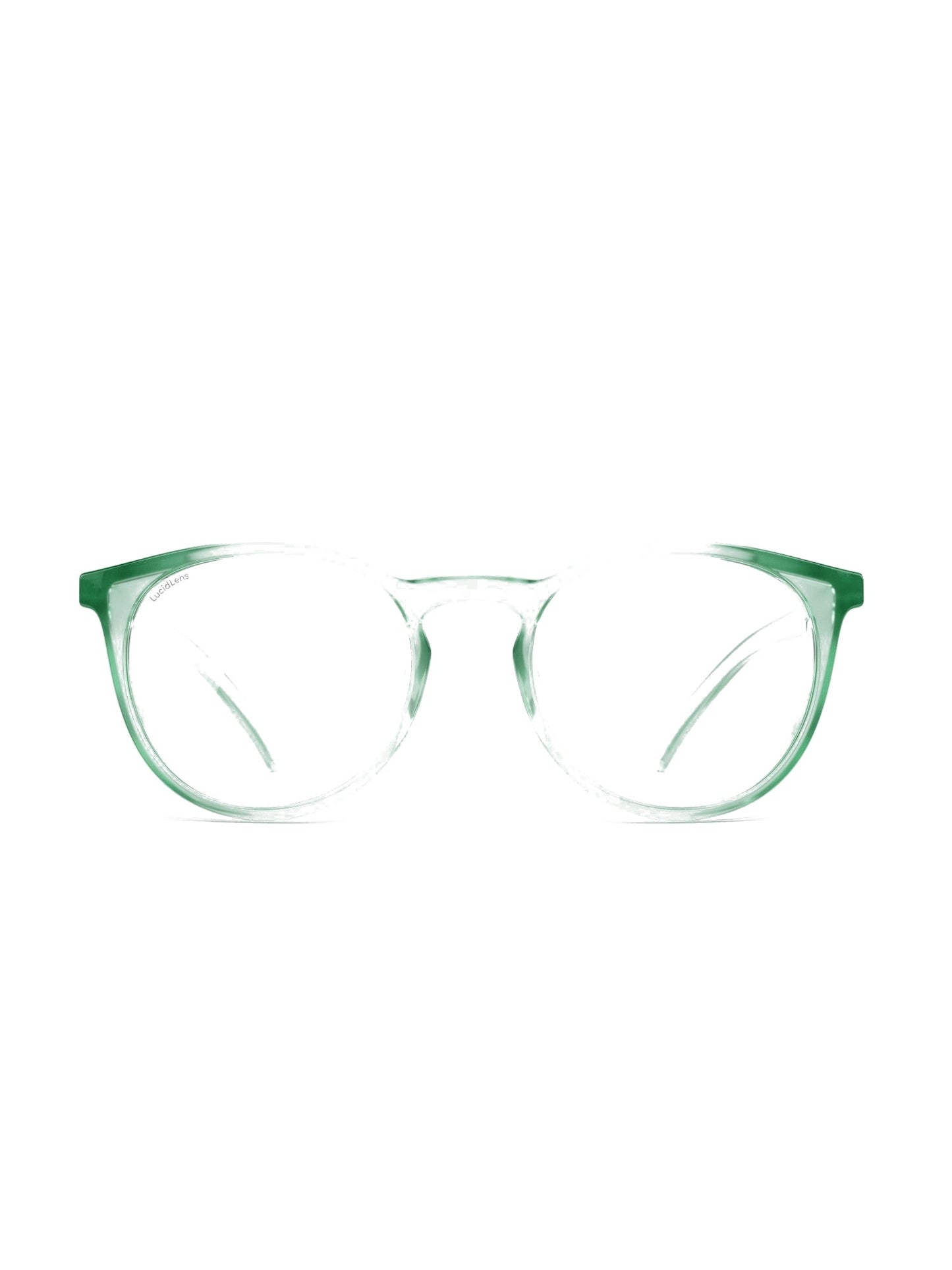 Stoggles Round, jade frame, front view