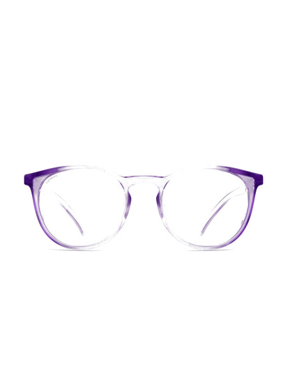 Stoggles Round, lilac frame, front view