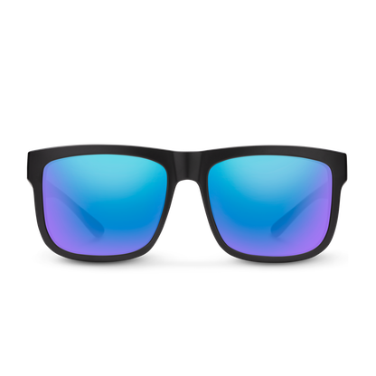 Quiver Matte Black + Polarized Blue Mirror Lens