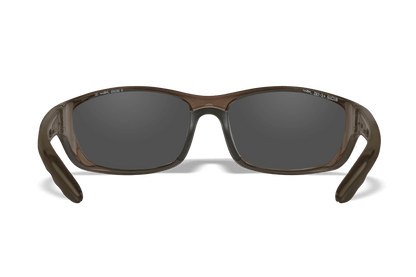 Wiley X P-17 Black Crystal frame, Captivate polarized red mirror lens back