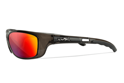 Wiley X P-17 Black Crystal frame, Captivate polarized red mirror lens side
