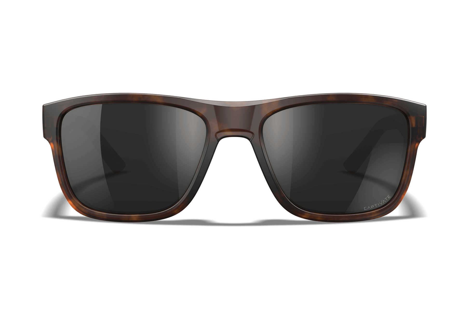 Wiley X Ovation Matte Tortoise frame, Captivate polarized black mirror lens