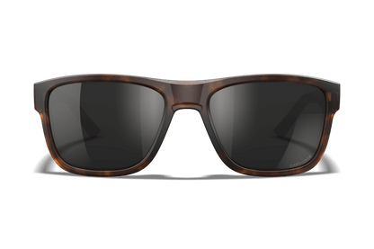 Wiley X Ovation Matte Tortoise frame, Captivate polarized black mirror lens
