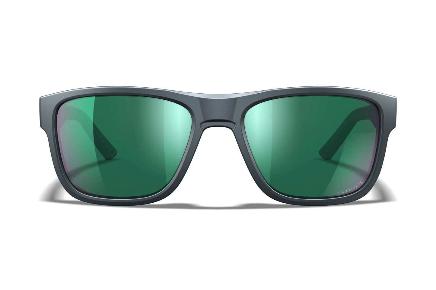 Wiley X Ovation Matte Graphite Grey frame, Captivate polarized green mirror lens