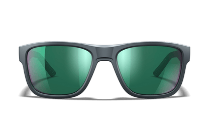 Wiley X Ovation Matte Graphite Grey frame, Captivate polarized green mirror lens