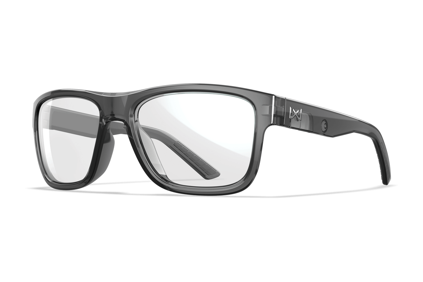 Wiley X Ovation Z87 safety sunglasses - Gloss Crystal Dark Grey Frame / Blue Polarized Mirror Lens