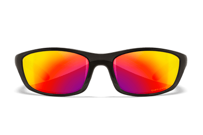 Wiley X P-17 Black Crystal frame, Captivate polarized red mirror lens