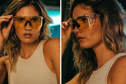 Future Tech Sunglasses: Vapor Clear Frame Hi-Vis Yellow Lens Z87+